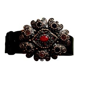 Jeweled Leather Belt, Medium Size